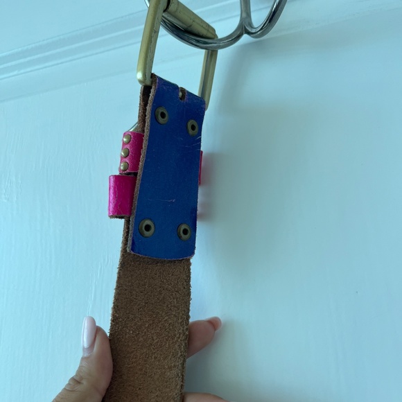 Ed Hardy Leather Belt – Ombre Blue & Pink Studded – Size M - Picture 7 of 8